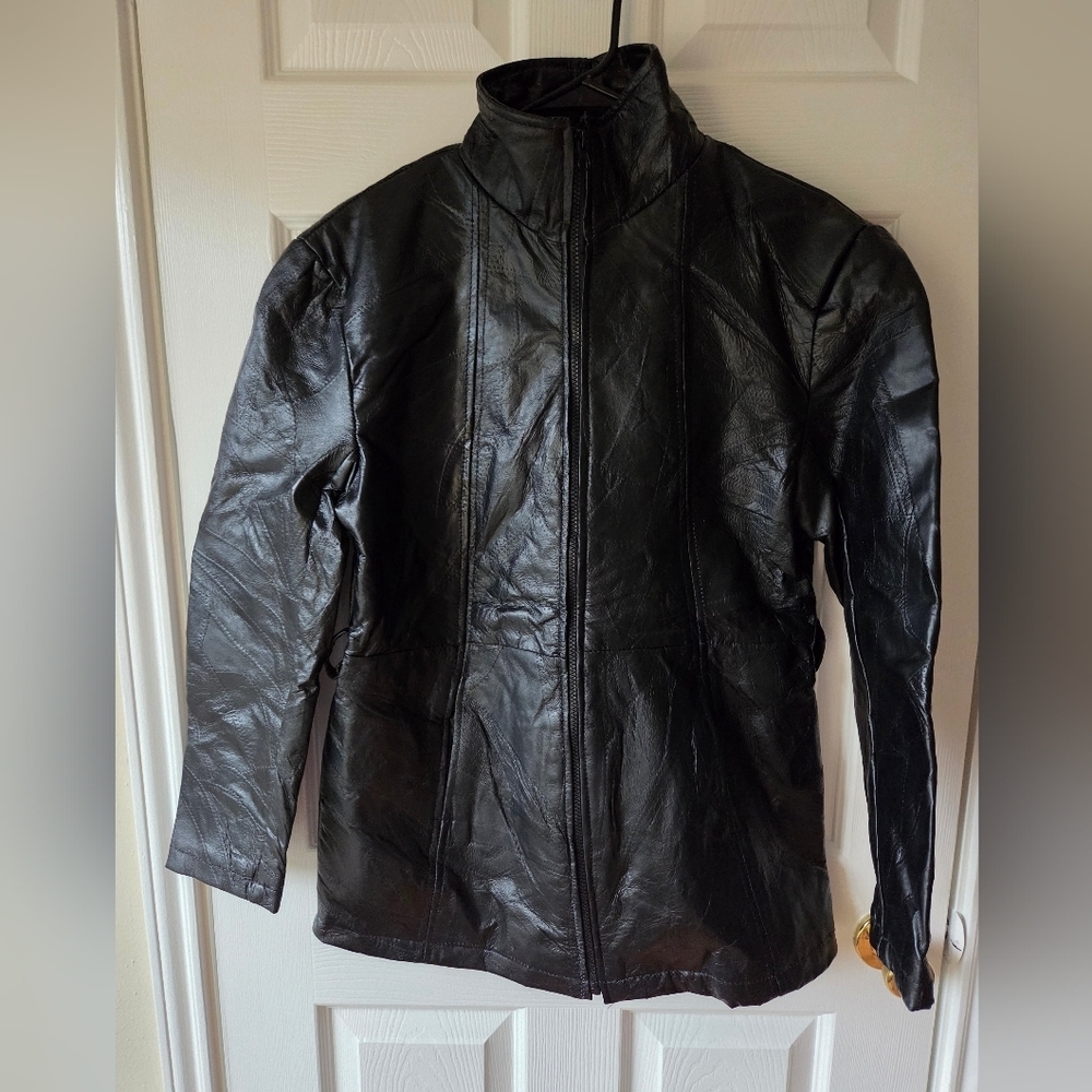 Navarre Leather Company Genuine Black Leather Jacket Men's M NWT $100